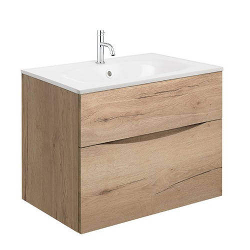 Larger image of Crosswater Glide II Vanity Unit With White Cast Basin (700mm, Windsor Oak, 1TH)