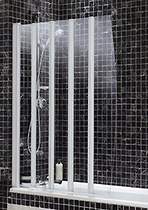 Click for Coram Screens White frameless folding bath screen with 5 panels.