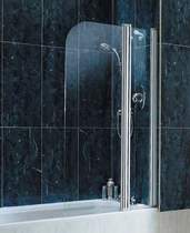 Click for Coram Screens Chrome frameless curved bath screen and inline panel.