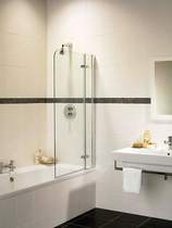 Click for Image Coral silver 2 panel inline bath screen (left handed)