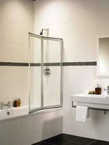 Click for Image Coral silver folding bath screen with 2 folds.