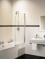 Click for Image Coral silver curved bath screen.