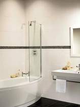 Click for Image Coral silver bow bath screen.
