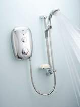 Click for Mira Electric Showers Mira Play 9.5kW in satin chrome with chrome panel.