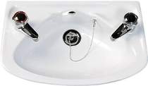 Click for Shires Small 2 tap hole cloakroom basin + Free brackets. 455x285mm