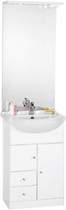 Click for daVinci 550mm Contour Vanity Unit with ceramic basin, mirror and lights.