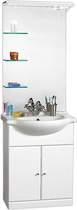 Click for daVinci 650mm Contour Vanity Unit with ceramic basin, mirror and shelves.