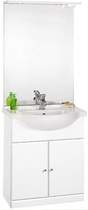Click for daVinci 750mm Contour Vanity Unit with ceramic basin, mirror and lights.