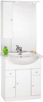Click for daVinci 750mm Contour Vanity Unit with ceramic basin, mirror and cabinet.