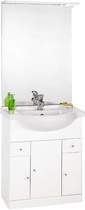 Click for daVinci 750mm Contour Vanity Unit with ceramic basin, mirror and lights.