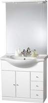 Click for daVinci 850mm Contour Vanity Unit with ceramic basin, mirror and lights.