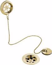 Click for Wastes Brass bath retainer waste with ball chain (Gold)