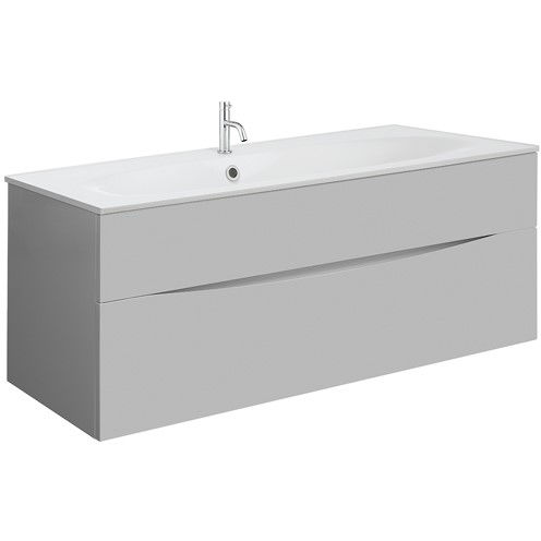 Crosswater Glide II Vanity Unit With White Cast Basin (1000mm, Storm Grey, 1TH).
