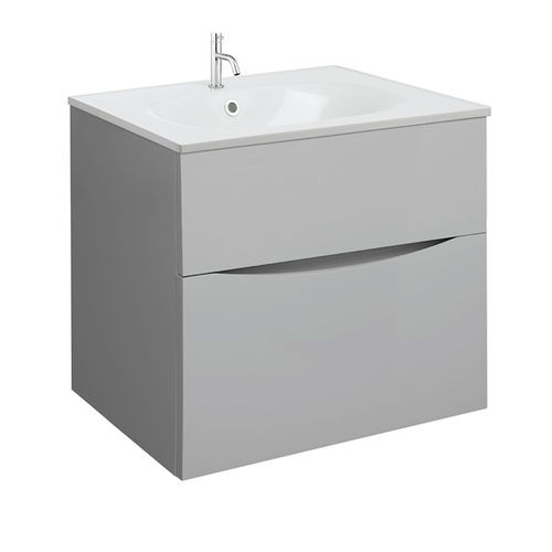 Crosswater Glide II Vanity Unit With White Cast Basin (600mm, Storm Grey, 1TH).