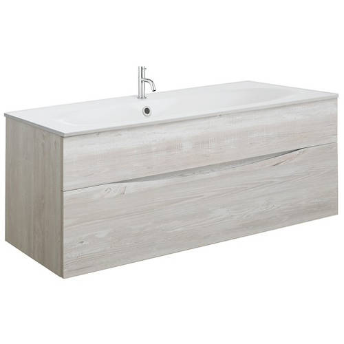 Larger image of Crosswater Glide II Vanity Unit With White Cast Basin (1000mm, Nordic Oak, 1TH).