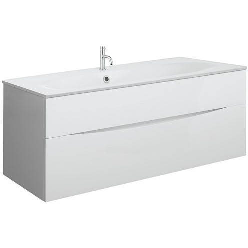 Larger image of Crosswater Glide II Vanity Unit With White Cast Basin (1000mm, White Gloss, 1TH).