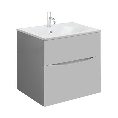 Larger image of Crosswater Glide II Vanity Unit With White Cast Basin (500mm, Storm Grey, 1TH).