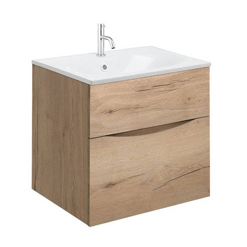 Larger image of Crosswater Glide II Vanity Unit With White Cast Basin (500mm, Windsor Oak, 1TH)