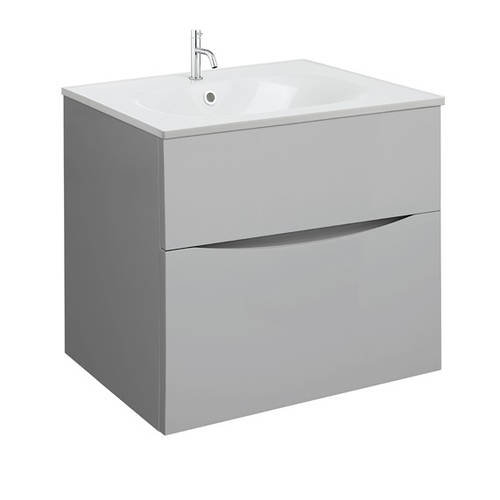Larger image of Crosswater Glide II Vanity Unit With White Cast Basin (600mm, Storm Grey, 1TH).