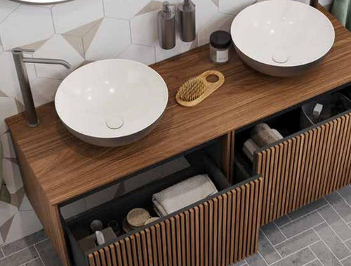 Example image of Crosswater Limit Wall Hung Vanity Unit With Top (1000mm, Walnut).