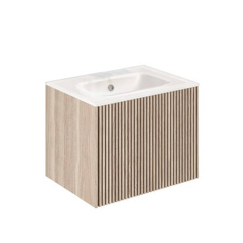 Larger image of Crosswater Limit Wall Hung Unit, White Glass Basin (600mm, Oak, 0TH).
