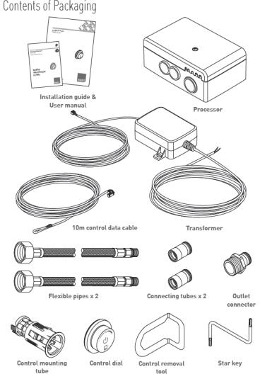 Technical image of Vado Sensori SmartDial Thermostatic Shower & Slide Rail Kit & Remote.