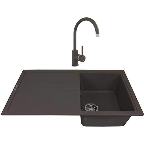 1810 Kitchen Sink & Tap Pack, 1.0 Bowl (860x500, Mocha).