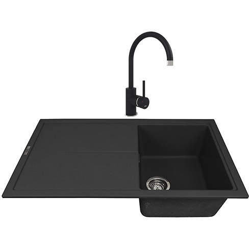 1810 Kitchen Sink & Tap Pack, 1.0 Bowl (860x500, Metallic Black).