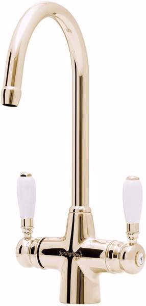 Astracast Springflow Colonial Water Filter Kitchen Tap in gold.