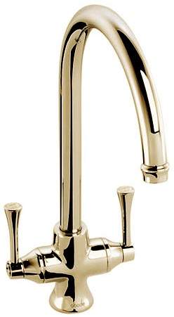 Abode Gosford Twin Lever Kitchen Tap (English Gold).
