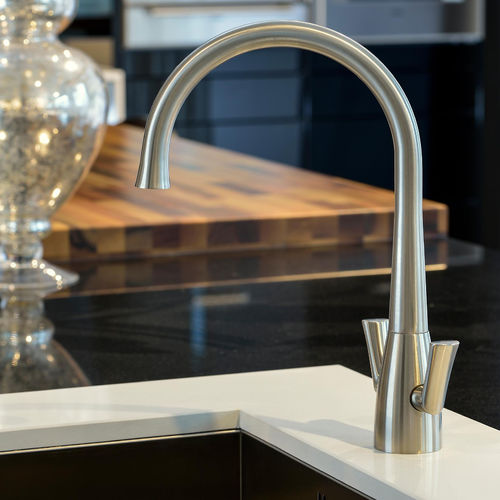 Abode Fluid Twin Lever Kitchen Tap With Swivel Spout (Brushed Nickel).