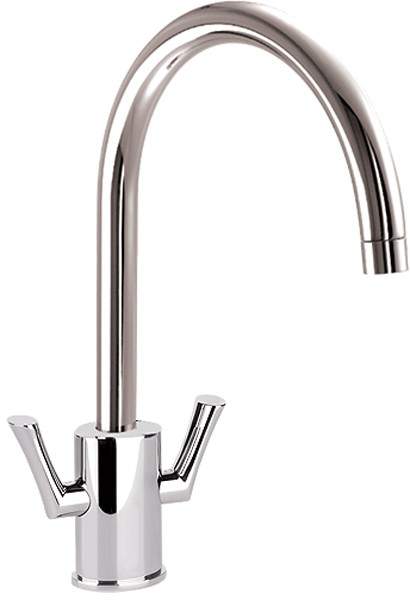 Abode Orbit Twin Lever Kitchen Tap With Swivel Spout (Chrome).