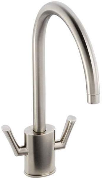 Abode Orbit Twin Lever Kitchen Tap With Swivel Spout (Brushed Nickel).