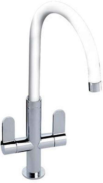 Abode Linear White Kitchen Tap With Swivel Spout (Chrome Body).