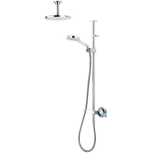 Aqualisa Q Q Smart 23BL With Ceiling Fed Rail Kit, Head & Blue Accent (HP).