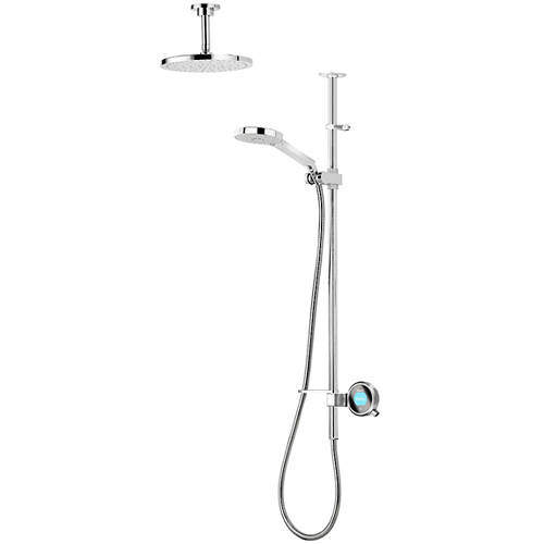 Aqualisa Q Q Smart 23C, Ceiling Fed Rail Kit, Head & Chrome Accent (HP).