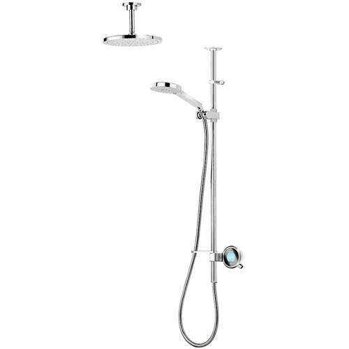 Aqualisa Q Q Smart 23W With Ceiling Fed Rail Kit, Head & White Accent (HP).