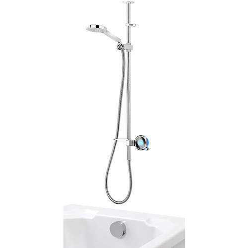 Aqualisa Q Q Smart 25BL, Ceiling Fed Rail Kit, Bath Fill & Blue Accent (HP).