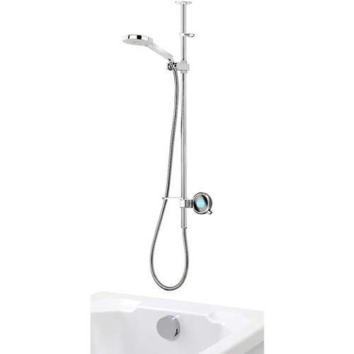 Aqualisa Q Q Smart 25GR, Ceiling Fed Rail Kit, Bath Fill & Grey Accent (HP).