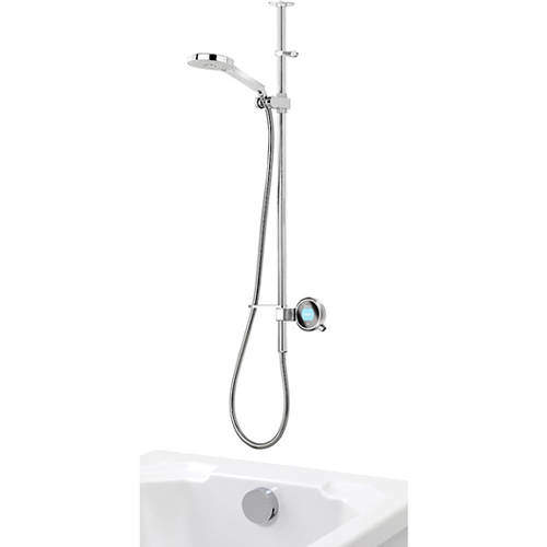 Aqualisa Q Q Smart 25S, Ceiling Fed Rail Kit, Bath Fill & Silver Accent (HP).