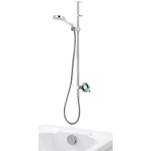 Aqualisa Q Q Smart 25W, Ceiling Fed Rail Kit, Bath Fill & White Accent (HP).