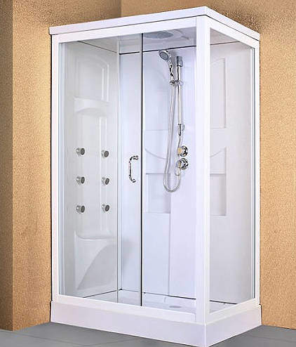 Crown Rectangular Shower Cabin, 6 x Body Jets & Tray. 1200x800mm.