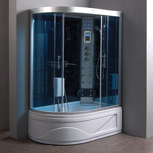 Crown Offset Quadrant Steam Shower Cubical. 1300x850mm (Left Hand).