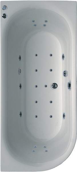 Aquaestil Metauro2 Eclipse Corner Whirlpool Bath & Panel. 24 Jet. Left.