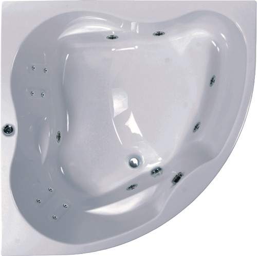 Aquaestil Newa Large Corner Whirlpool Bath. 14 Jets. 1500x1500mm.