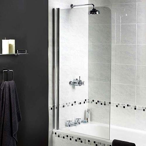 Aqualux Shine Radius Bath Screen. 850x1500mm (Reversable).