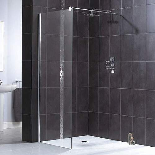 Aqualux Shine Glass Shower Panel With Wall Bracket 900x1900mm 1160499.