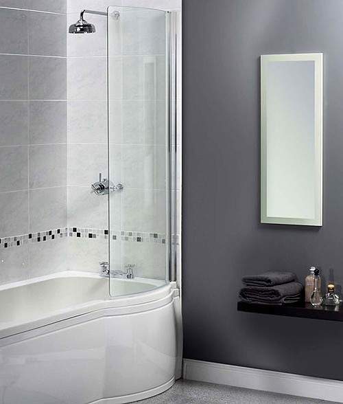 Waterlux Curved Bath Screen. 710x1500mm (Reversable).