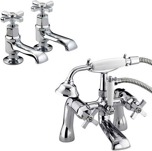 Bristan Art Deco Basin & BSM Taps Pack With Ceramic Disc Valves.