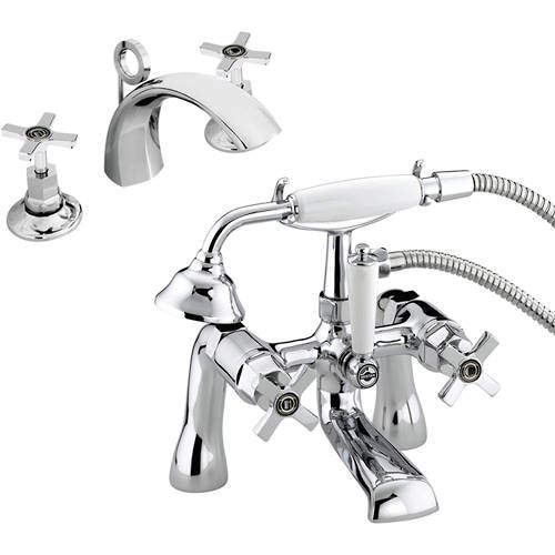 Bristan Art Deco 3 Hole Basin & BSM Taps Pack With Ceramic Disc Valves.